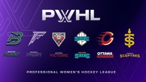 PWHL team names and logos are shown in a handout. THE CANADIAN PRESS/HO