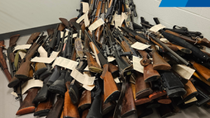 Waterloo Regional Police released a photo of guns seized as part of a weapons investigation over the weekend. (Waterloo Regional Police handout) 