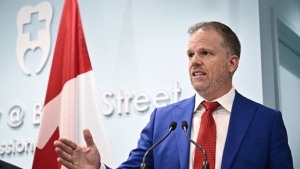 Health Minister Mark Holland makes an announcement on the Canadian Dental Care Plan at a dental office in Ottawa, Wednesday, Aug. 7, 2024. THE CANADIAN PRESS/Justin Tang
