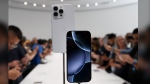 The new iPhone 16 is displayed during an announcement of new products at Apple headquarters Monday, Sept. 9, 2024, in Cupertino, Calif. (AP Photo/Juliana Yamada)