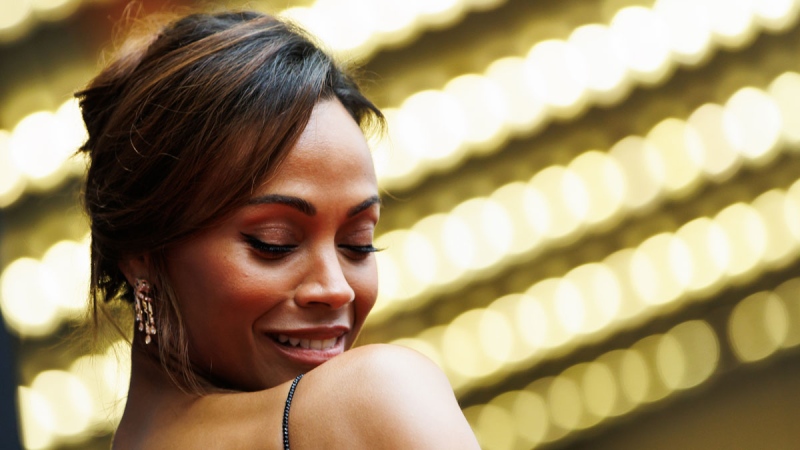 Zoe Saldana arrives on the red carpet for the premiere of 'Emilia Perez' at the Princess of Wales Theatre during the Toronto International Film Festival, in Toronto, on Monday, Sept. 9, 2024. THE CANADIAN PRESS/Cole Burston