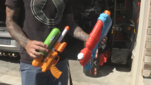 Water guns similar to the ones used in the Sept. 1, 2024 incident in Simcoe, Ont. 