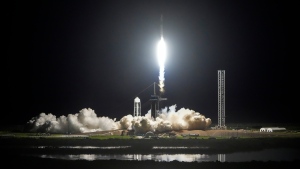 A SpaceX Falcon 9 rocket with a crew of four lifts off from pad 39A at the Kennedy Space Center in Cape Canaveral, Fla., Tuesday, Sept. 10, 2024. (AP Photo/John Raoux)