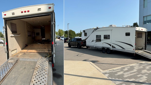 Photos provided by Halton police show the toy hauler RV used by the suspects to transport stolen cars from the GTA to the Port of Montreal. (Halton Regional Police)