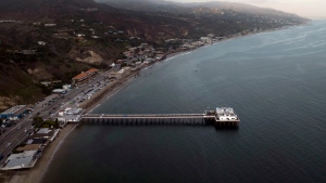 FILE - This aerial view shows the Malibu Pier in Malibu, Calif., Thursday, Aug. 31, 2023. (Jae C. Hong / AP Photo, File)