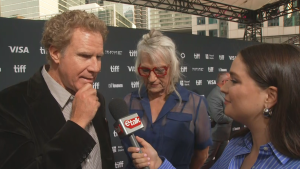 Will Ferrell and Harper Steele, stars of roadtrip documentary Will & Harper, speak to Etalk at the 2024 Toronto International Film Festival. (Etalk)