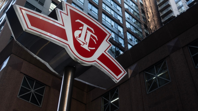 A Toronto Transit Commission sign is shown at a downtown Toronto subway stop Tuesday, Jan. 31, 2023. THE CANADIAN PRESS/Graeme Roy