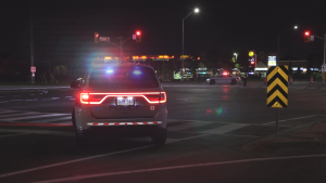 Police are on the scene of a crash in Brampton that sent one man to hospital on Thursday, Sept. 12, 2024. (Jacob Estrin/CTV News Toronto)