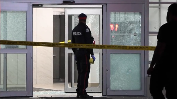 Police are pictured at the scene of a shooting in the area of Chalkfarm Drive and Jane Street Thursday September 12, 2024. 