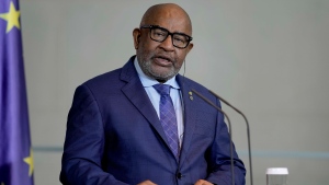 FILE - Comoros' President Azali Assoumani attends a news conference during the G20 Investment Summit in Berlin, Germany, Monday, Nov. 20, 2023. (Markus Schreiber / AP Photo, File)