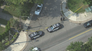 Police are on the scene near St. Clair and Oakwood after shots were fired on Friday, Sept. 13, 2024. (Chopper 24)