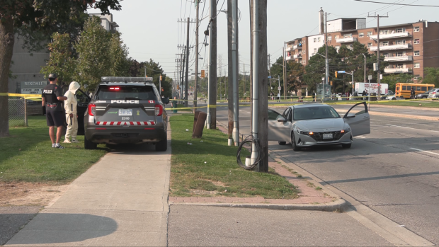 Toronto police are investigating a shooting in Etobicoke on Friday, Sept. 13, 2024. (Jacob Estrin/CTV News Toronto)