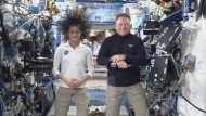 This image made from a NASA live stream shows NASA astronauts Suni Williams and Butch Wilmore during a press conference from the International Space Station on Friday, Sept. 13, 2024. (NASA via AP)