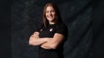 Canadian athlete and shot putter Sarah Mitton, poses during media day organized by the Canadian Olympic Committe in Montreal on Thursday, Dec.,14, 2023. Mitton rebounded from a disappointing performance at the Paris Olympics by capturing Diamond League gold on Friday. THE CANADIAN PRESS/Christinne Muschi