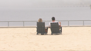 Leslie Lookout Park's artificial beach pictured on Saturday, Sept. 14, 2024. (CP24)