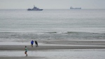 A vessel of the French Gendarmerie Nationale patrols in front of the Wimereux beach, France, Wednesday, Sept. 4, 2024. (AP Photo/Nicholas Garriga, File)