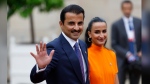 Emir of Qatar Sheikh Tamim bin Hamad bin Khalifa Al Thani and Sheikha Hind bint Hamad bin Khalifa al-Thani arrive at the Elysee Palace ahead of an opening ceremony at the 2024 Summer Olympics, Friday, July 26, 2024, in Paris, France. The Prime Minister’s Office says the Emir of Qatar will arrive in Ottawa for a two-day trip this week. THE CANADIAN PRESS/AP-Aurelien Morissard