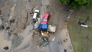 A view of the damage done by recent floods in Jesenik, Czech Republic, Monday, Sept. 16, 2024. (AP Photo/Petr David Josek)
