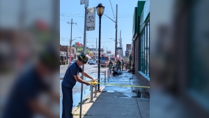 No injuries were reported after an e-bike caught fire and exploded on Sept. 16 outside a supermarket in East York (Benjamin Feuerstein/Facebook photo)