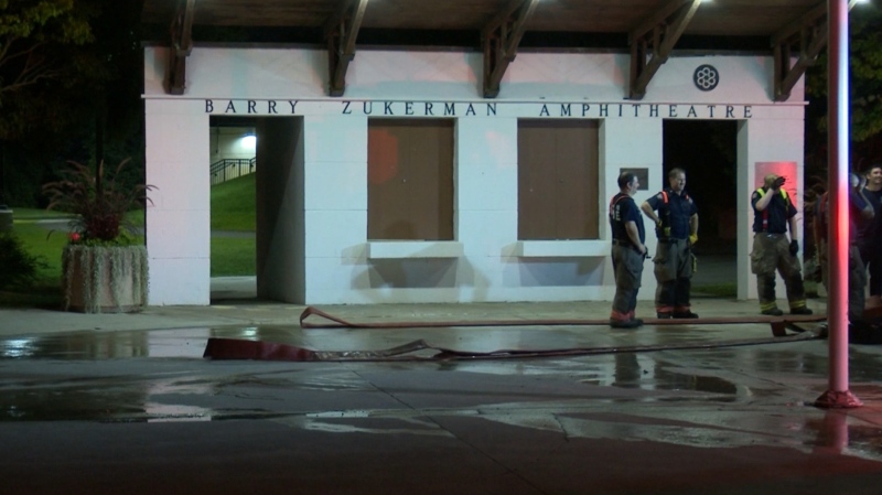 Fire at Barry Zukerman Amphitheatre (David Ritchie/CTV News Toronto)