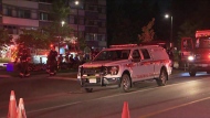 Toronto police, fire and paramedics are on the scene of a highrise fire in Scarborough on Tuesday, Sept. 17, 2024. (CP24)