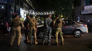 Lebanese soldiers stand guard in Beirut, Lebanon, Tuesday, Sept. 17, 2024. (AP Photo/Hassan Ammar)