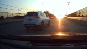 A still image from dash-cam video shows an SUV being driven by an 8-year-old girl in Bedford, Ohio. (Justin Kimery via CNN)