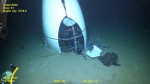 This still from a video released by the U.S. Coast Guard Marine Board of Investigation shows the tail cone of the Titan submersible at the bottom of the Atlantic Ocean on June 22, 2023. (Source: DVIDS via Storyful)