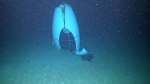 This still from a video released by the U.S. Coast Guard Marine Board of Investigation shows the tail cone of the Titan submersible at the bottom of the Atlantic Ocean on June 22, 2023. (Source: DVIDS via Storyful)