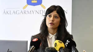 Prosecutor Reena Devgun speaks in Stockholm, Thursday, Sept. 19, 2024, regarding the indictment of a 52-year-old woman with genocide, crimes against humanity and serious war crimes against Yazidi women and children in Syria. (Anders Wiklund/TT News Agency via AP)