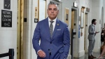 Rep. Juan Ciscomani, a Republican from Arizona, arrives for a meeting in Washington on Oct. 13, 2023. (Mariam Zuhaib / AP Photo)