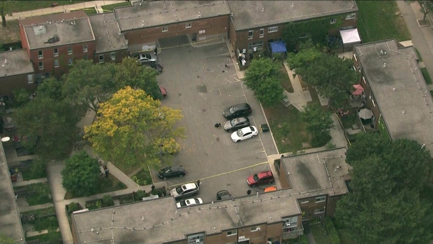 Police are on the scene of a fatal double shooting near Driftwood and Jane on Sept. 17, 2024. (Chopper24)