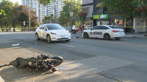 Vehicles involved in a crash in midtown Toronto pictured on Thursday, Sept. 19, 2024. (CP24)