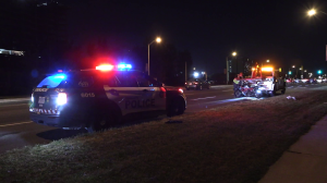 Police are investigating a collision that left a man with serious injuries on Thursday, Sept. 19, 2024. (Jacob Estrin/CTV News Toronto)