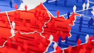 Illustration of voters on an electoral college map of Ohio (Getty Images / mphillips007)