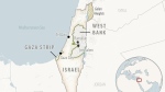 This is a locator map of Israel and the Palestinian Territories. (AP Photo)