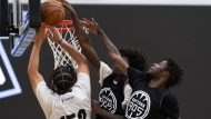 Players compete at the Raptors 905 open tryout, in Toronto, Saturday, Sept. 21, 2024. THE CANADIAN PRESS/Paige Taylor White