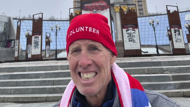 This photo provided by Hédi Aouidj shows Ryan Routh, a suspect in the apparent assassination attempt of Republican presidential nominee and former President Donald Trump, in Maidan, Ukraine on April 10, 2024. (Hédi Aouidj via AP)