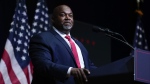 North Carolina Lt. Gov. Mark Robinson speaks before Republican presidential nominee former President Donald Trump at a campaign rally in Asheville, N.C., Aug. 14, 2024. (AP Photo/Matt Rourke, File)