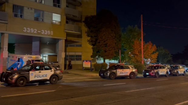 Toronto police on the scene of a shooting in Scarborough on Saturday, Sept. 21, 2024. (Dave Ritchie/CTV News Toronto)