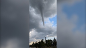 A photo taken of an apparent funnel cloud in Brantford around 5:40 p.m. on Sept. 21, 2024. (Source: Courtney and Cameron Little)