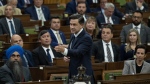 Conservative Leader Pierre Poilievre gestures as he rises during Question Period, in Ottawa, Monday, Sept. 16, 2024.THE CANADIAN PRESS/Adrian Wyld