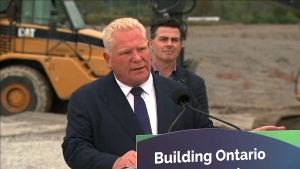 Premier Ford addresses media in Cobourg