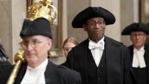 House of Commons Speaker Greg Fergus smiles as he participates in the daily Speakers parade to begin the session, May 29, 2024 in Ottawa. THE CANADIAN PRESS/Adrian Wyld