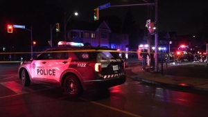 A pedestrian has died and another is injured following a two-vehicle collision in Toronto's west end, paramedics say. (Jacob Estrin)