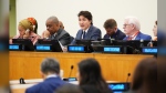 Prime Minister Justin Trudeau takes part in a meeting with an advisory group on Haiti at the United Nations headquarters on Monday, Sept. 23, 2024. THE CANADIAN PRESS/Sean Kilpatrick