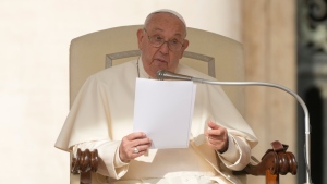 Pope Francis holds his weekly general audience in St. Peter's Square, at the Vatican, Wednesday, Sept. 25, 2024. (AP Photo/Gregorio Borgia)