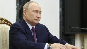 Russian President Vladimir Putin speaks at the Security Council meeting on nuclear deterrence at the Kremlin in Moscow, Russia, Wednesday, Sept. 25, 2024. (Alexander Kazakov, Sputnik, Kremlin Pool Photo via AP)