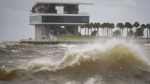 The St. Pete Pier is pictured among high winds and waves as Hurricane Helene makes its way toward the Florida panhandle, passing west of Tampa Bay, Thursday, Sept. 26, 2024 in St. Petersburg, Fla. (Martha Asencio-Rhine/Tampa Bay Times via AP)