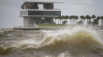 The St. Pete Pier is pictured among high winds and waves as Hurricane Helene makes its way toward the Florida panhandle, passing west of Tampa Bay, Thursday, Sept. 26, 2024 in St. Petersburg, Fla. (Martha Asencio-Rhine/Tampa Bay Times via AP)